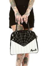 Load image into Gallery viewer, Webbed Sparkle Bowler Purse- Black and White