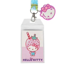 Load image into Gallery viewer, Hello Kitty Strawberry Milk Reversible Lanyard with Charm
