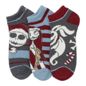 Jack, Sally, and Zero Chenille Ankle Socks Set of 3