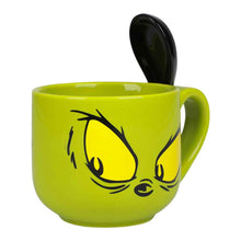 Load image into Gallery viewer, The Grinch &quot;Holiday Intolerant&quot; Ceramic Soup Mug with Spoon
