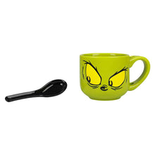 Load image into Gallery viewer, The Grinch &quot;Holiday Intolerant&quot; Ceramic Soup Mug with Spoon
