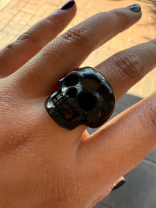 Carved Bone Skull Statement Ring