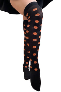 Jack O Lantern Pumpkin Spice Over The Knee Socks