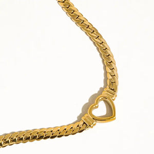 Heart Center Snake Chain Necklace