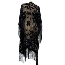 Load image into Gallery viewer, Keres Black Velvet Floral Burnout Kimono

