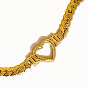 Heart Center Snake Chain Necklace