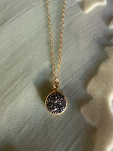 Load image into Gallery viewer, Gunmetal Druzy Dainty Pendant Necklace
