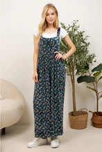 Load image into Gallery viewer, Teal Velvet Floral Overalls

