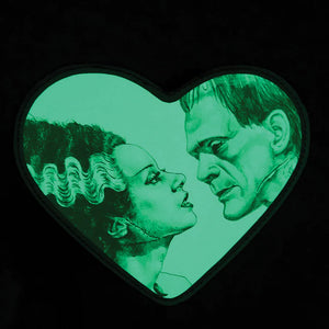 Frankenstein and Bride Illustrated Heart Glow in The Dark Purse