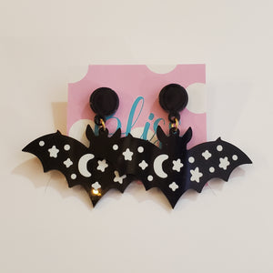 Celestial Bat Acrylic Statement Earrings