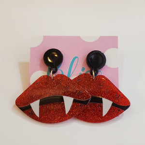 Glitter Vampire Lips Acrylic Statement Earrings