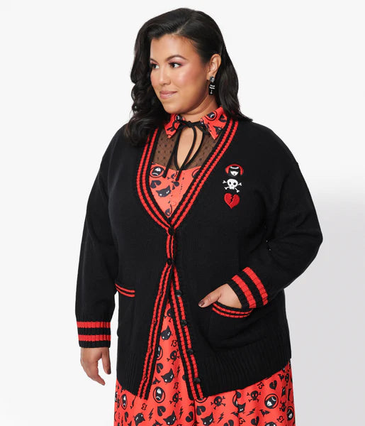 Emily the Strange Black and Red Long Cardigan