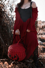 Load image into Gallery viewer, Haunted Hallows Red Pumpkin Jack O Lantern Wicker Picnic Basket Bag- NEW COLOR!
