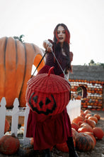 Load image into Gallery viewer, Haunted Hallows Red Pumpkin Jack O Lantern Wicker Picnic Basket Bag- NEW COLOR!
