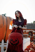 Load image into Gallery viewer, Haunted Hallows Red Pumpkin Jack O Lantern Wicker Picnic Basket Bag- NEW COLOR!

