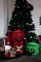 Load image into Gallery viewer, Haunted Hallows Red Pumpkin Jack O Lantern Wicker Picnic Basket Bag- NEW COLOR!
