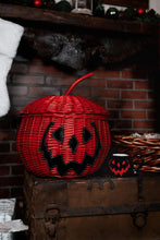 Load image into Gallery viewer, Haunted Hallows Red Pumpkin Jack O Lantern Wicker Picnic Basket Bag- NEW COLOR!
