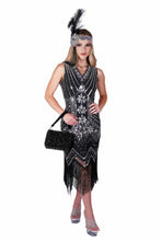 Load image into Gallery viewer, Silver Art Deco Flapper Dress
