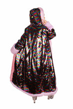 Load image into Gallery viewer, Rainbow Sequin Long Coat with Faux Fur Trim
