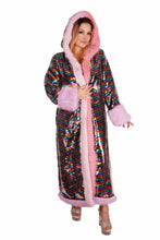 Load image into Gallery viewer, Rainbow Sequin Long Coat with Faux Fur Trim
