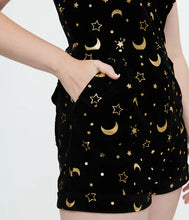 Load image into Gallery viewer, Black &amp; Gold Moon Print Mia Romper
