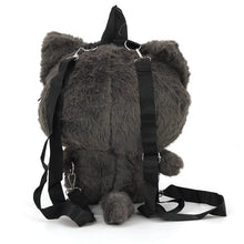 Load image into Gallery viewer, Gray Cartoon Cat Plush Backpack
