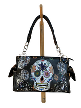 Load image into Gallery viewer, Black Sugar Skull All Over Print Shoulder Purse
