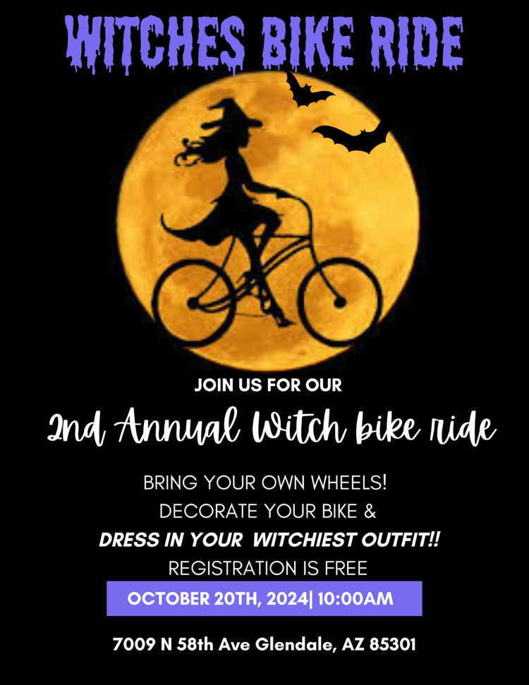 October 20, 2024 Witches Bike Ride- Historic Downtown Glendale, Arizona