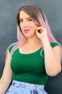 Kelly Green Retro Boat Neck Top