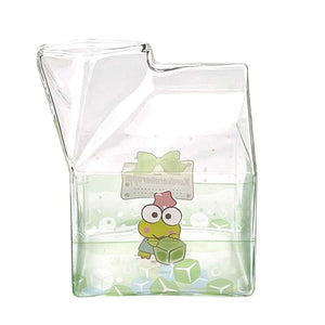 Keroppi Kawaii Glass Milk Carton Cup