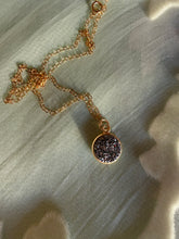 Load image into Gallery viewer, Gunmetal Druzy Dainty Pendant Necklace
