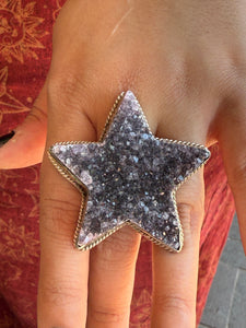 Amethyst Druzy Star Statement Ring