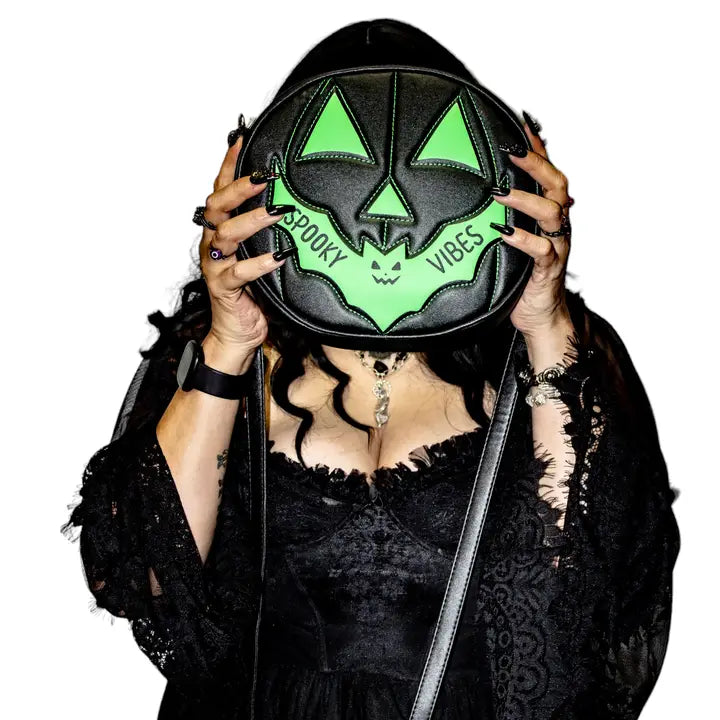Spooky Vibes Neon Jack O Lantern Purse