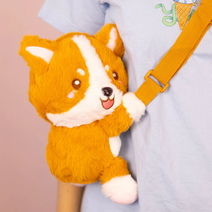 Happy Corgi Plush Crossbody Mini Purse
