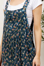 Load image into Gallery viewer, Teal Velvet Floral Overalls
