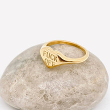 Load image into Gallery viewer, &quot;F*ck Off&quot; Heart Signet Style Ring
