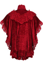 Load image into Gallery viewer, Burgundy Velvet and Lace Long Drapey Capelet
