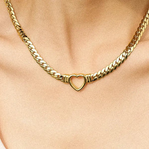 Heart Center Snake Chain Necklace