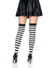 Load image into Gallery viewer, Black and White Thigh High Stocking Socks
