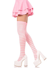 Load image into Gallery viewer, Pink and White Thigh High Stocking Socks
