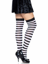 Load image into Gallery viewer, Black and White Thigh High Stocking Socks

