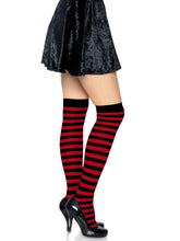Load image into Gallery viewer, Black and Red Thigh High Stocking Socks

