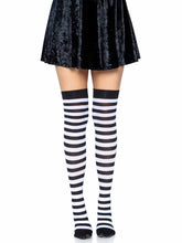 Load image into Gallery viewer, Black and White Thigh High Stocking Socks
