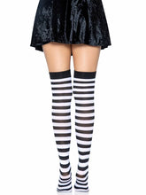 Load image into Gallery viewer, Black and White Thigh High Stocking Socks
