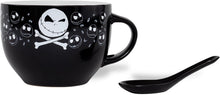 Load image into Gallery viewer, Nightmare Before Christmas Jack Skellington Crossbones Soup Mug with Spoon
