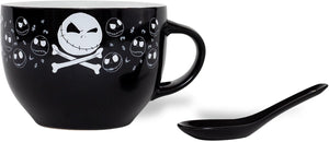 Nightmare Before Christmas Jack Skellington Crossbones Soup Mug with Spoon