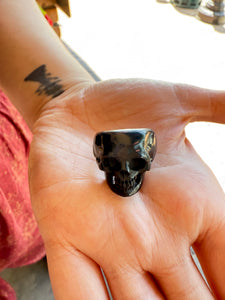 Carved Bone Skull Statement Ring
