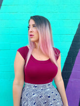 Load image into Gallery viewer, Burgundy Retro Boat Neck Top
