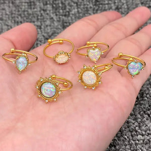 Lucky White Opal Adjustable Ring- More Styles Available!