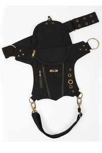 Black Sling Hip Bag with Thigh Belt